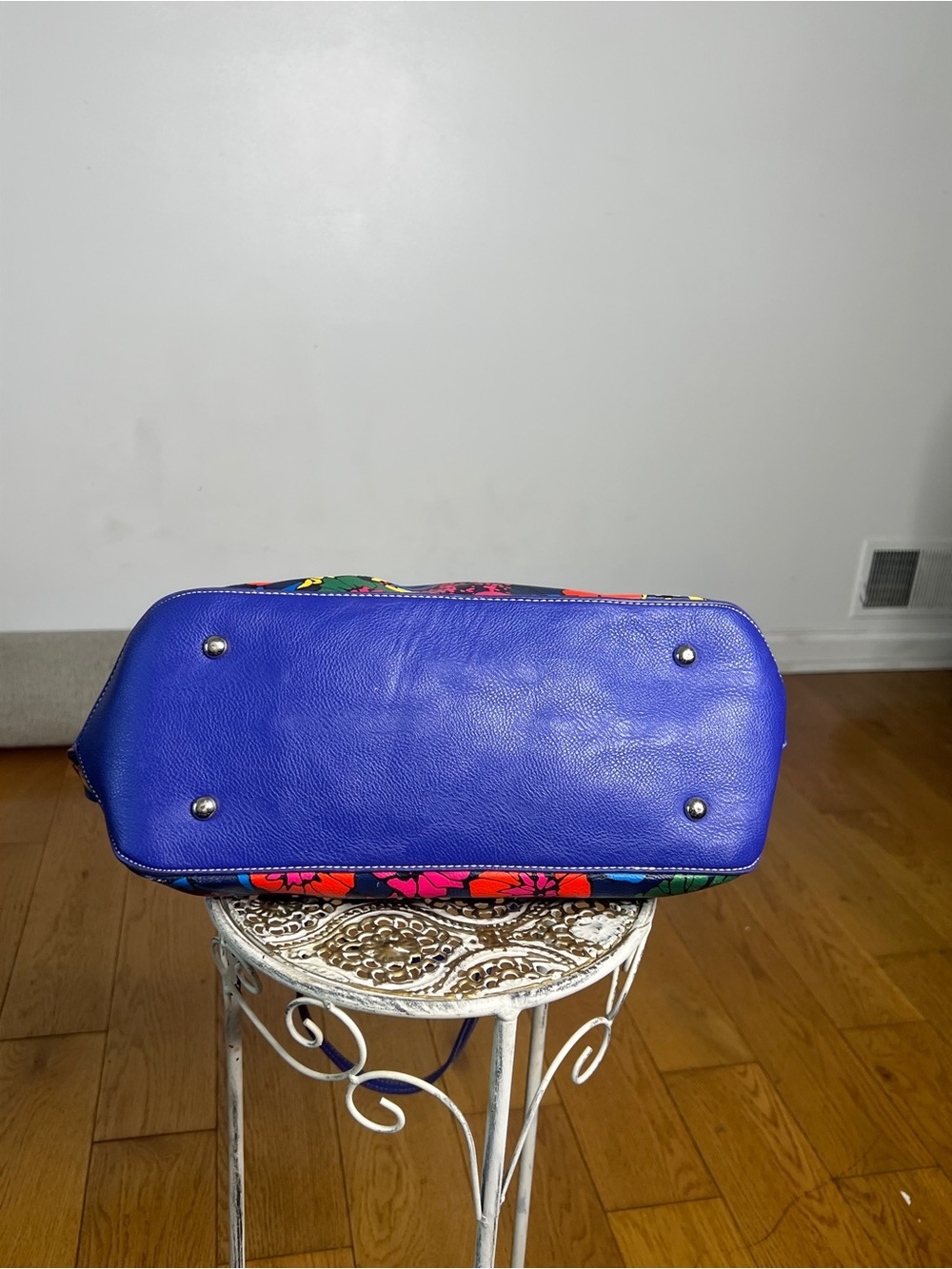Nine West Navy Floral Tote with Bright Multicolor Blooms - Picture 5 of 10